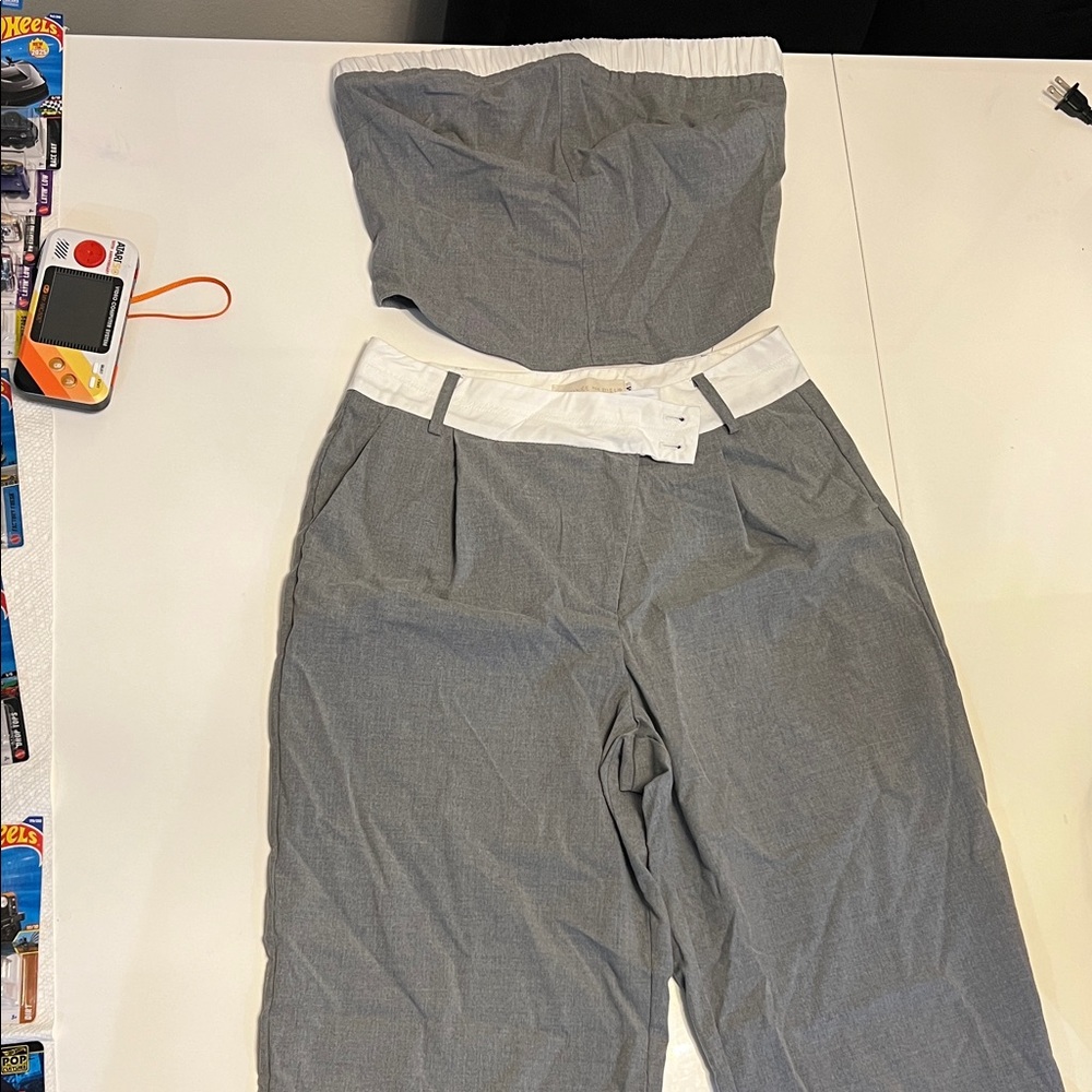 Gray Strapless Jumpsuit